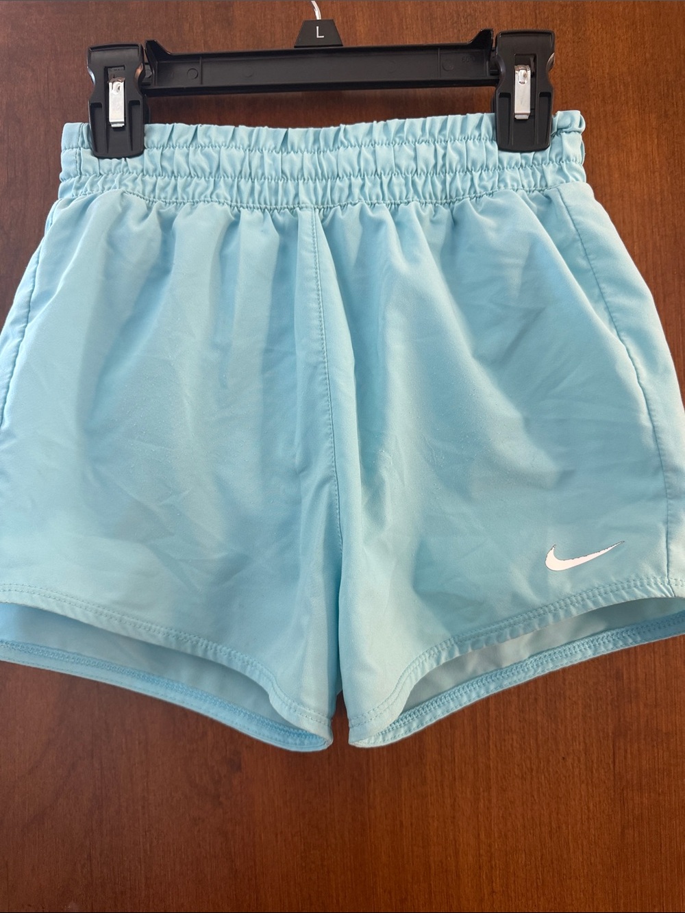 Nike Girls Aqua Athletic Running Shorts with Swoosh